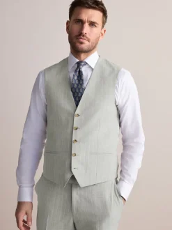 Neutral Signature Empire Mills British Wool Fabric Striped Suit Waistcoat