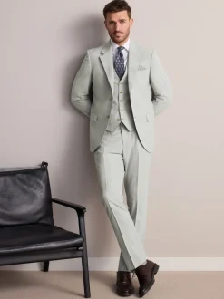 Neutral Signature Empire Mills British Wool Fabric Striped Suit Waistcoat