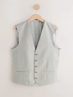 Neutral Signature Empire Mills British Wool Fabric Striped Suit Waistcoat