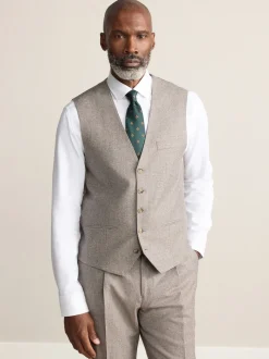 Neutral Signature Marzotto 100% Italian Wool Check Suit Waistcoat