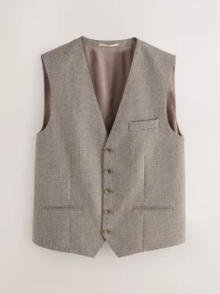 Neutral Signature Marzotto 100% Italian Wool Check Suit Waistcoat
