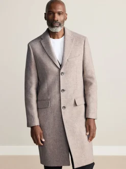 Neutral Signature Soft Touch Wool Rich Italian Fabric Epsom Overcoat With Cashmere
