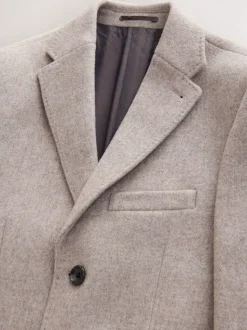 Neutral Signature Soft Touch Wool Rich Italian Fabric Epsom Overcoat With Cashmere