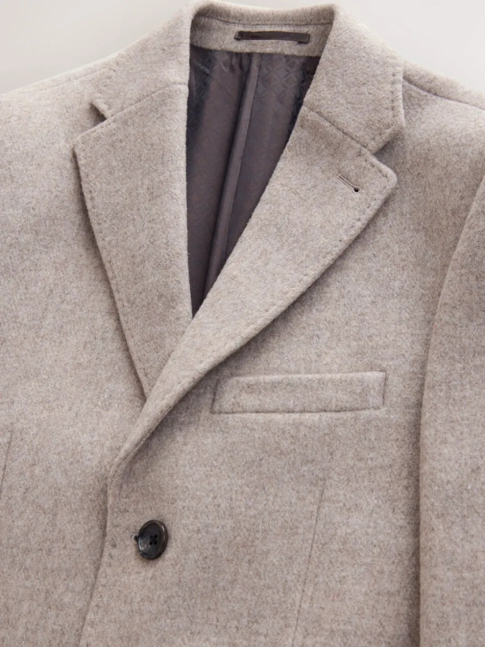 Neutral Signature Soft Touch Wool Rich Italian Fabric Epsom Overcoat With Cashmere