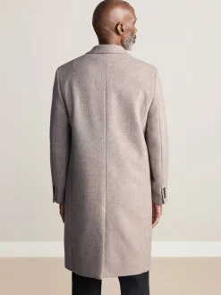Neutral Signature Soft Touch Wool Rich Italian Fabric Epsom Overcoat With Cashmere