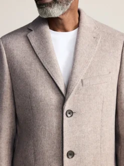 Neutral Signature Soft Touch Wool Rich Italian Fabric Epsom Overcoat With Cashmere