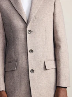 Neutral Signature Soft Touch Wool Rich Italian Fabric Epsom Overcoat With Cashmere