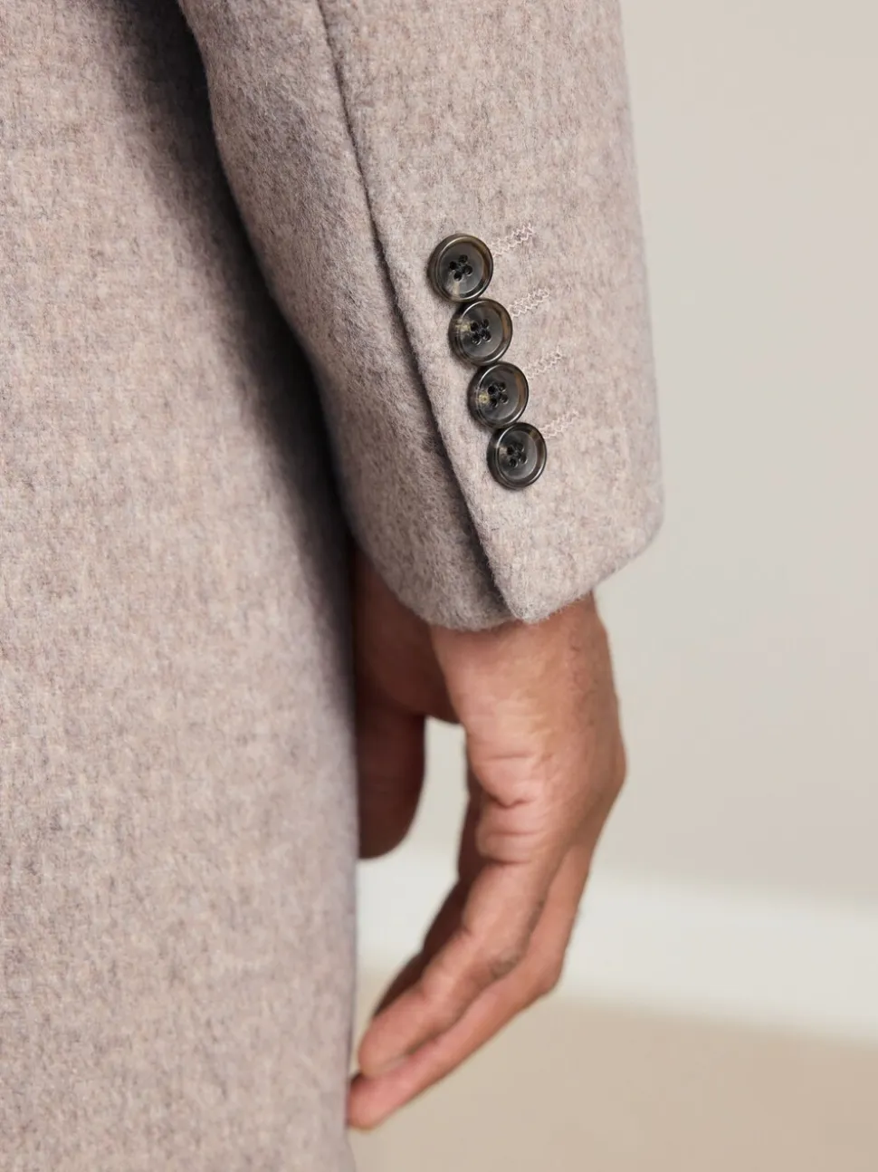 Neutral Signature Soft Touch Wool Rich Italian Fabric Epsom Overcoat With Cashmere