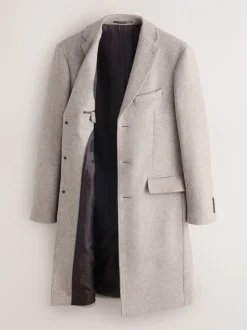 Neutral Signature Soft Touch Wool Rich Italian Fabric Epsom Overcoat With Cashmere
