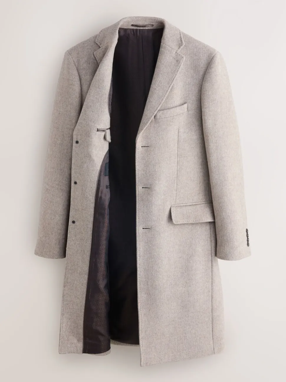 Neutral Signature Soft Touch Wool Rich Italian Fabric Epsom Overcoat With Cashmere