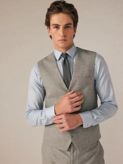 Neutral Slim Fit Check Suit Waistcoat