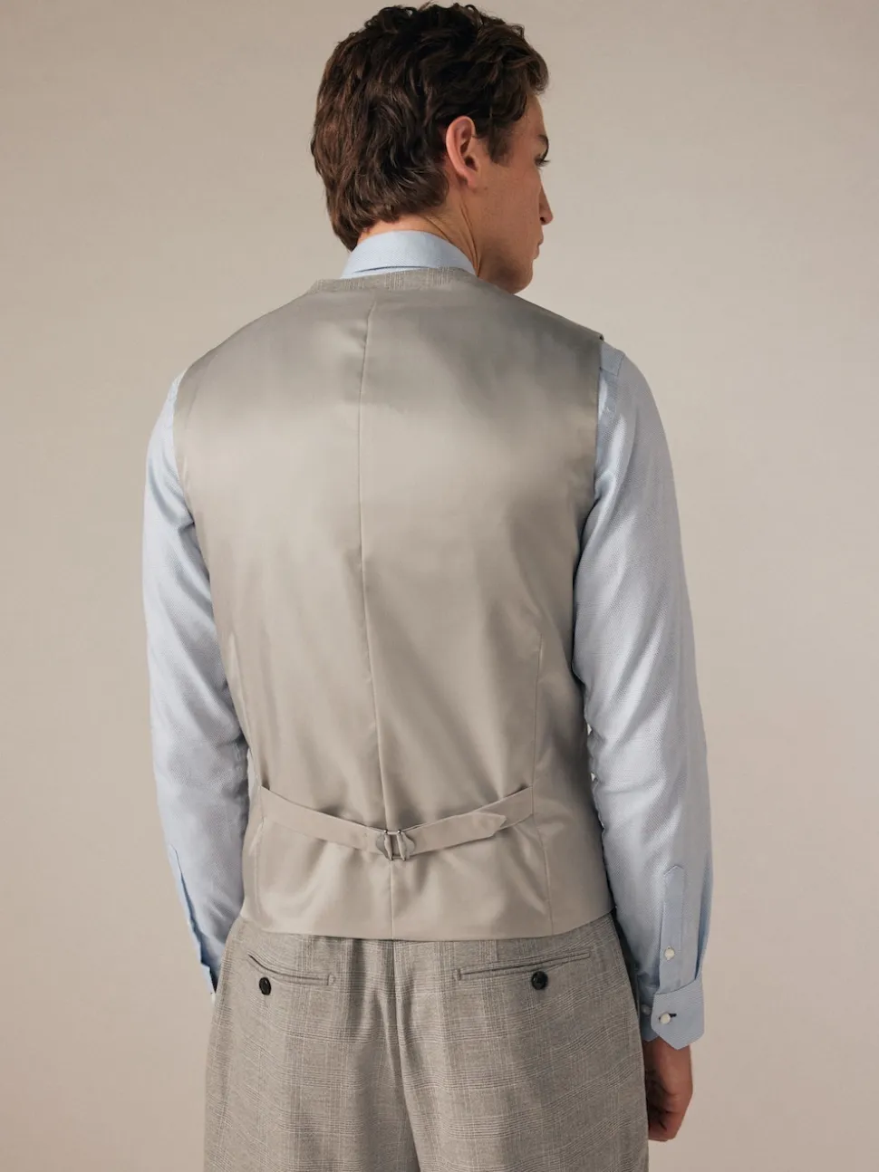 Neutral Slim Fit Check Suit Waistcoat