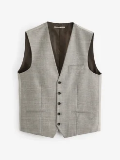 Neutral Slim Fit Check Suit Waistcoat