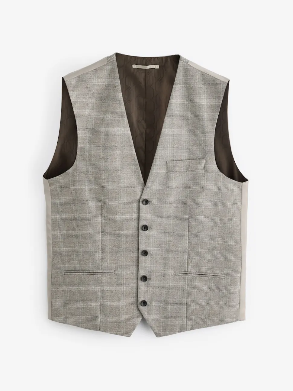 Neutral Slim Fit Check Suit Waistcoat