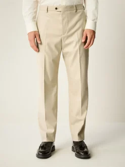 Neutral Slim Fit Flannel Suit Trousers
