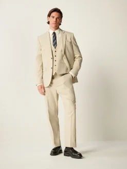 Neutral Slim Fit Flannel Suit Trousers