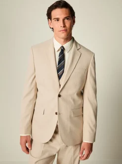 Neutral Slim Fit Flannel Suit Jacket