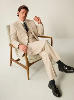 Neutral Slim Fit Flannel Suit Jacket