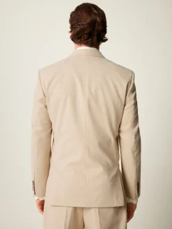 Neutral Slim Fit Flannel Suit Jacket