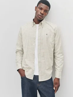 Neutral Slim Fit Long Sleeve Check Stretch Oxford Shirt