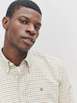 Neutral Slim Fit Long Sleeve Check Stretch Oxford Shirt