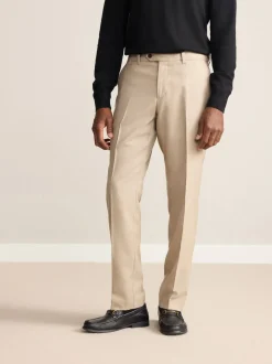 Neutral Slim Fit Signature 100% Wool Trousers With Motion Flex Waistband