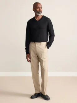 Neutral Slim Fit Signature 100% Wool Trousers With Motion Flex Waistband