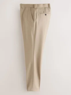 Neutral Slim Fit Signature 100% Wool Trousers With Motion Flex Waistband