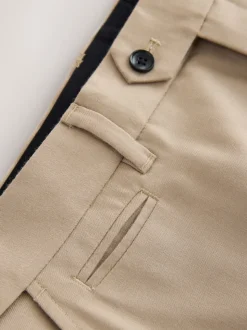 Neutral Slim Fit Signature 100% Wool Trousers With Motion Flex Waistband