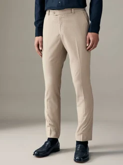 Neutral Slim Fit Stretch Smart Trousers