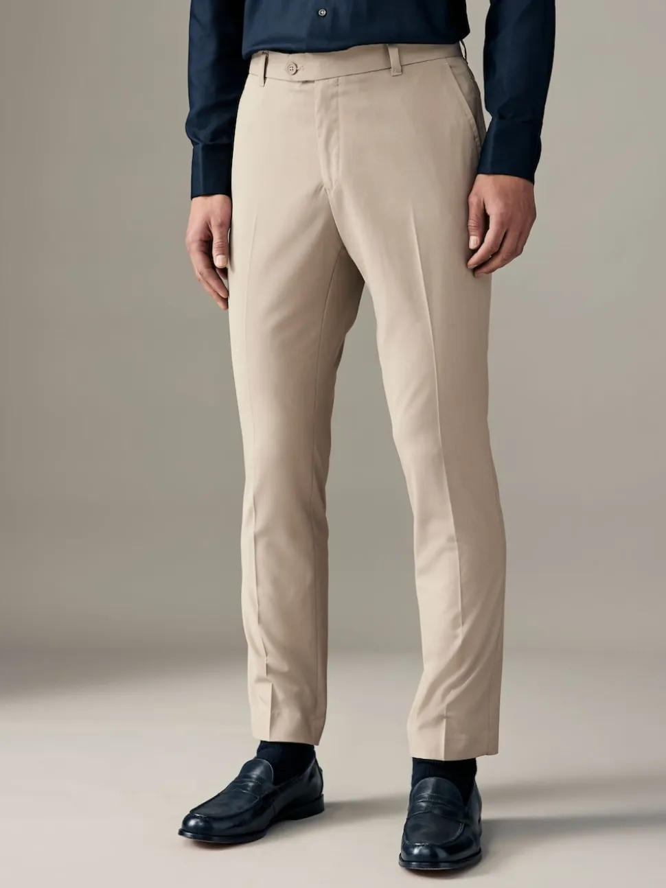 Neutral Slim Fit Stretch Smart Trousers