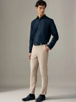 Neutral Slim Fit Stretch Smart Trousers