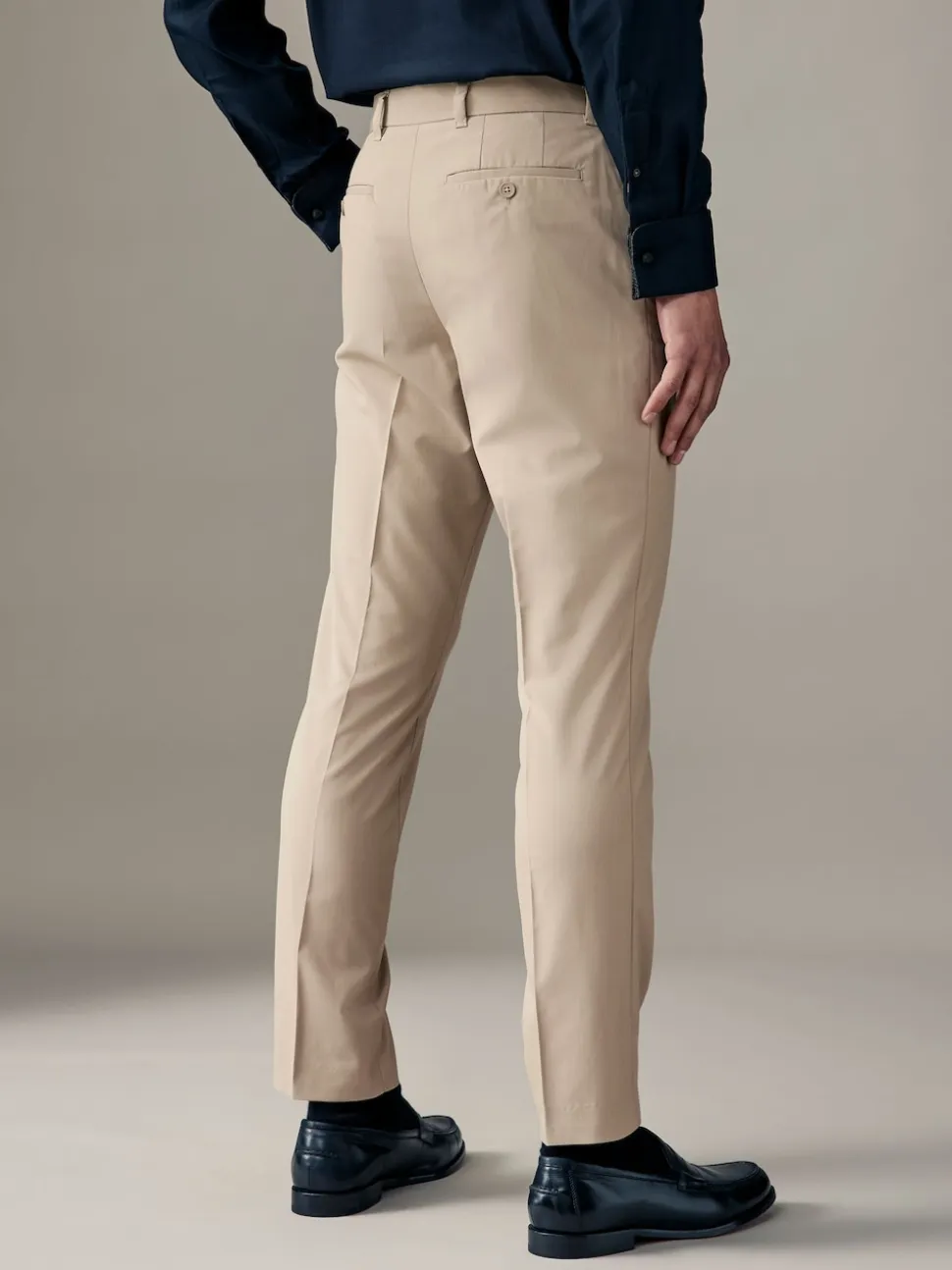 Neutral Slim Fit Stretch Smart Trousers