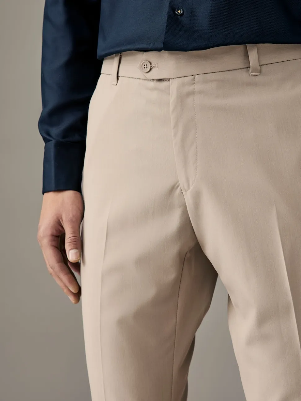 Neutral Slim Fit Stretch Smart Trousers