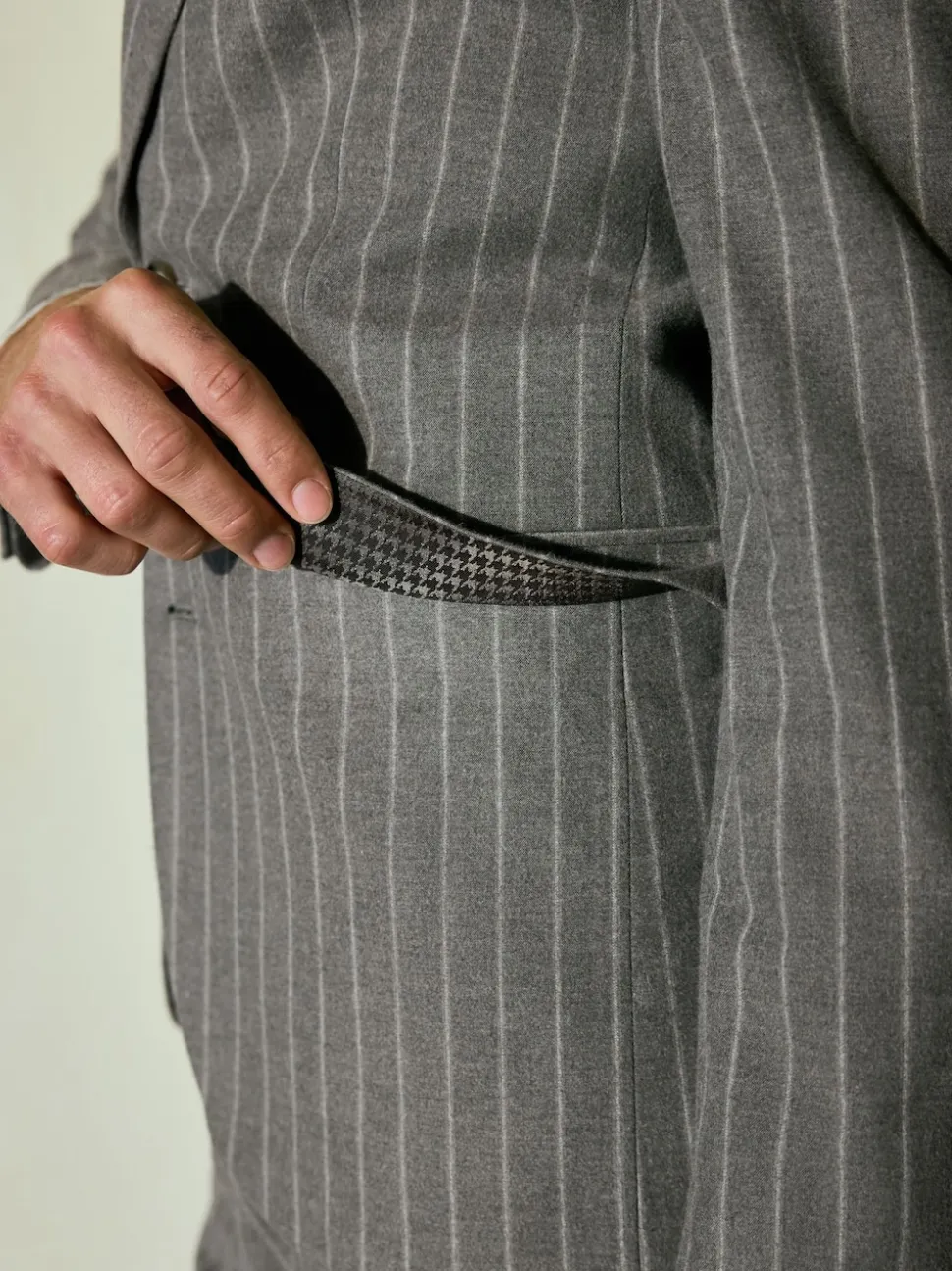 Neutral Slim Fit Striped Suit Jacket
