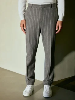 Neutral Slim Fit Striped Suit Trousers