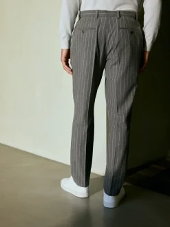 Neutral Slim Fit Striped Suit Trousers