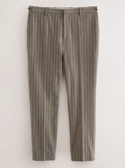 Neutral Slim Fit Striped Suit Trousers