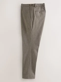 Neutral Slim Fit Striped Suit Trousers