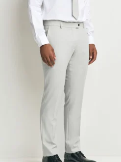 Neutral Slim Fit Textured Suit Trousers