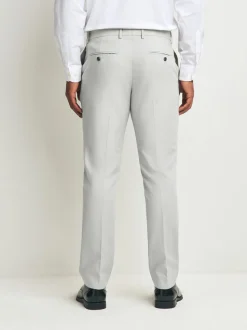 Neutral Slim Fit Textured Suit Trousers