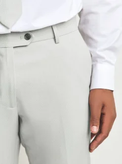 Neutral Slim Fit Textured Suit Trousers