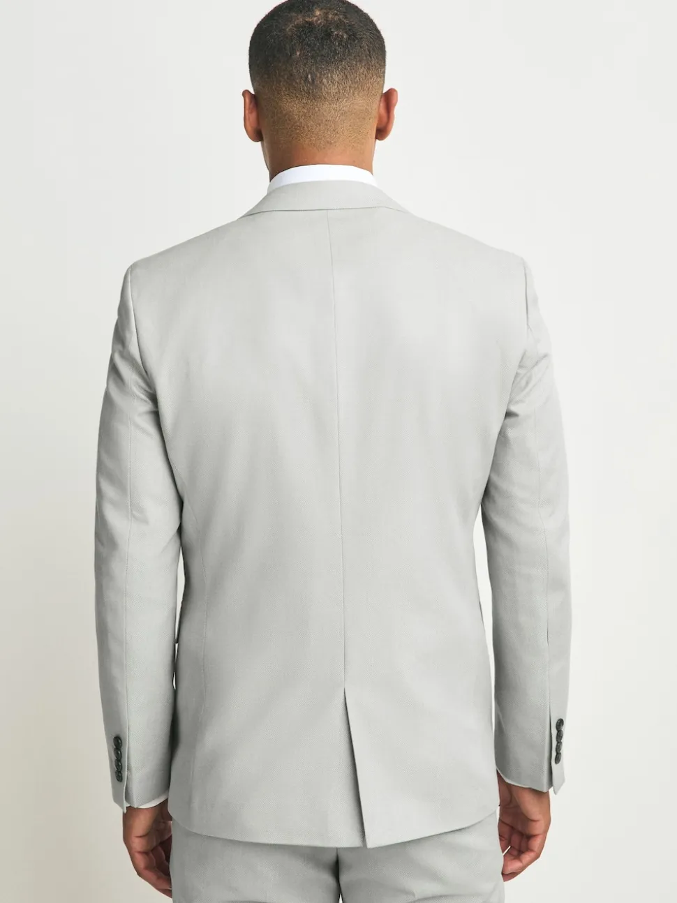 Neutral Slim Fit Textured Suit Jacket