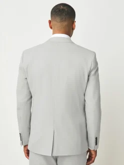 Neutral Slim Fit Textured Suit Jacket