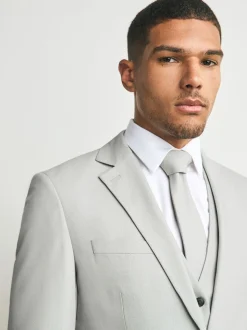 Neutral Slim Fit Textured Suit Jacket