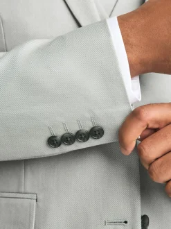 Neutral Slim Fit Textured Suit Jacket