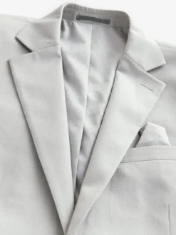 Neutral Slim Fit Textured Suit Jacket