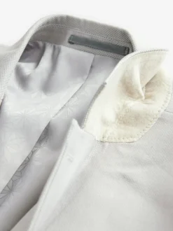 Neutral Slim Fit Textured Suit Jacket