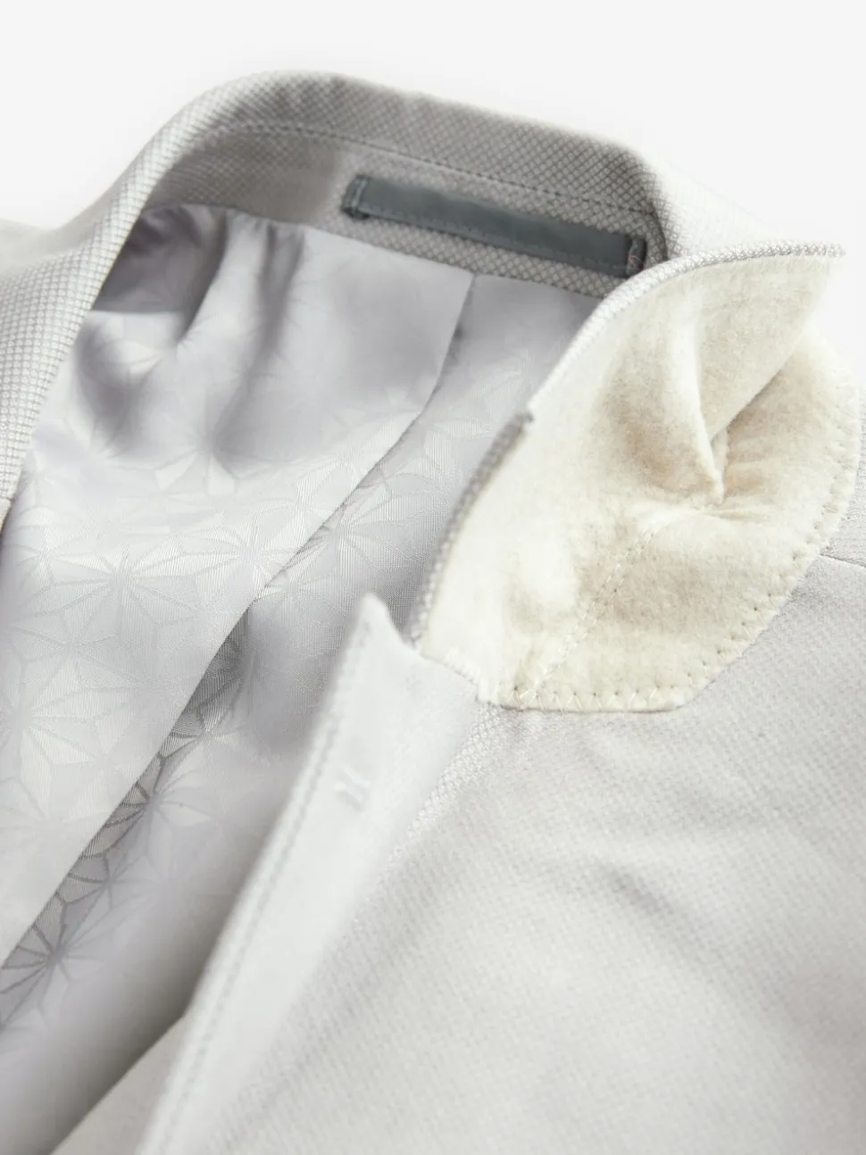 Neutral Slim Fit Textured Suit Jacket