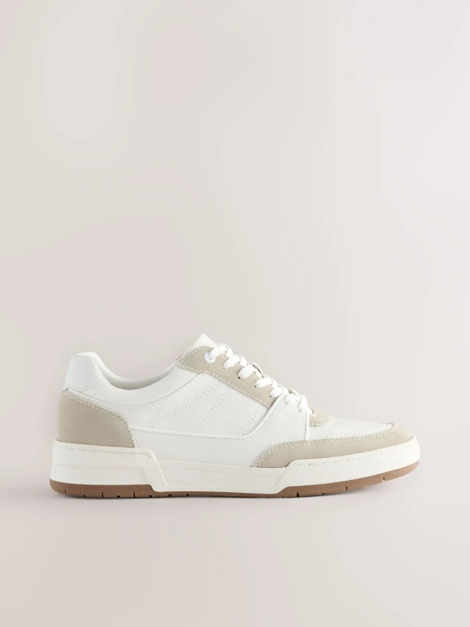 Neutral Smart Casual Trainers with Suede Trim